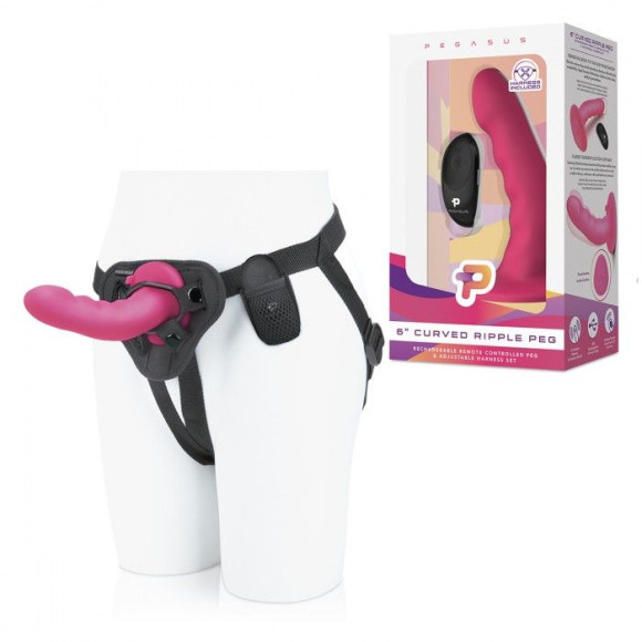 Розовый ребристый вибрострапон Pegasus - 14 см. Розовый ребристый вибрострапон Pegasus - 14 см.