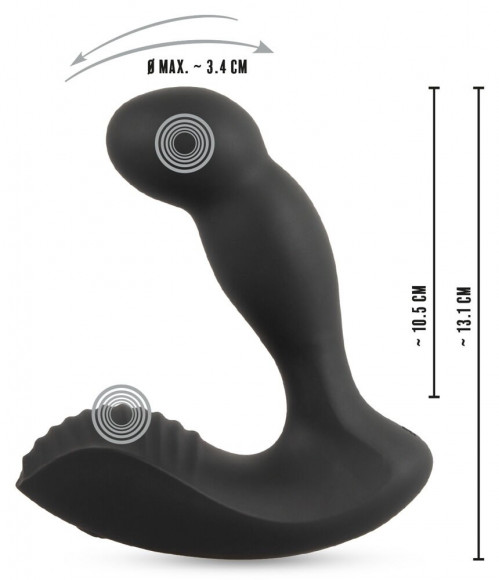 Черный вибростимулятор простаты RC Prostate Massager - 13,1 см.