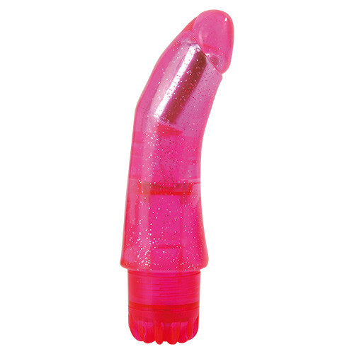 Розовый вибратор с загнутым кончиком VIBRATOR JAMMY JELLY TRENDY GLITTER - 20,5 см. Розовый вибратор с загнутым кончиком VIBRATOR JAMMY JELLY TRENDY GLITTER - 20,5 см.