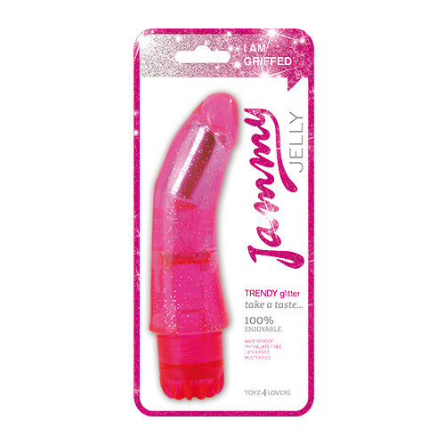 Розовый вибратор с загнутым кончиком VIBRATOR JAMMY JELLY TRENDY GLITTER - 20,5 см. Розовый вибратор с загнутым кончиком VIBRATOR JAMMY JELLY TRENDY GLITTER - 20,5 см.