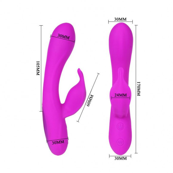 Лиловый вибратор Yves с клиторальным отростком - 17 см. Лиловый вибратор Yves с клиторальным отростком - 17 см.