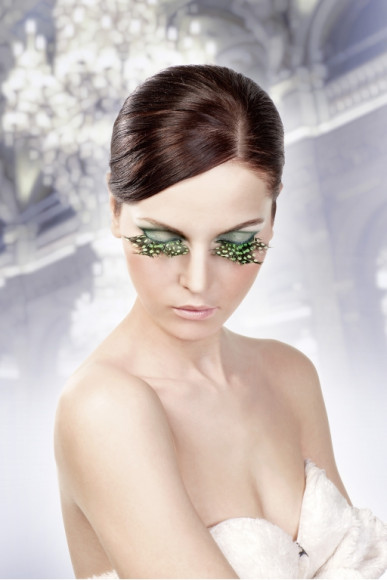 Коричнево-зелёно-фиолетовые ресницы-перья Коричнево-зелёно-фиолетовые ресницы-перья