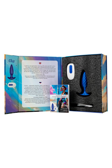 Синяя анальная вибровтулка Closs с управлением через приложение Синяя анальная вибровтулка Closs с управлением через приложение