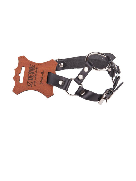 Кляп-кольцо на чёрных кожаных ремешках с застёжкой Кляп-кольцо на чёрных кожаных ремешках с застёжкой