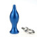 Синяя металлическая анальная пробка с кольцом - 7 см.