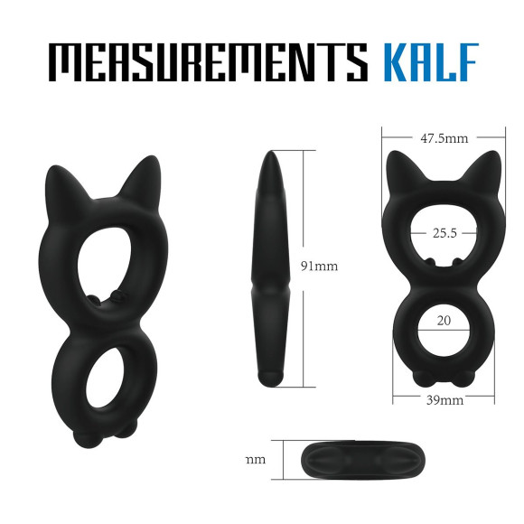 Черное двойное эрекционное кольцо Rooster Kalf Черное двойное эрекционное кольцо Rooster Kalf