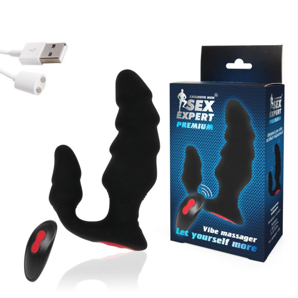 Черный анальный вибростимулятор с пультом ДУ Черный анальный вибростимулятор с пультом ДУ