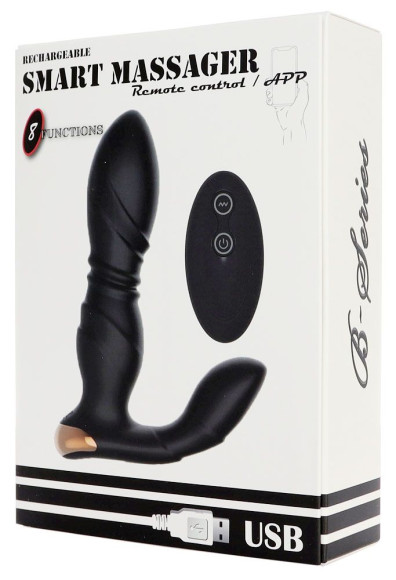 Черный L-образный вибромассажер простаты с пультом ДУ Черный L-образный вибромассажер простаты с пультом ДУ