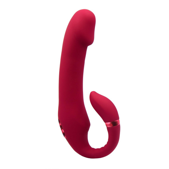 Красный вибратор Indira c гибким стимулятором клитора и нагревом - 18 см. Красный вибратор Indira c гибким стимулятором клитора и нагревом - 18 см.