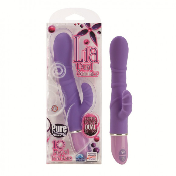 Фиолетовый силиконовый вибратор LIA DUAL STIMULATOR - 13 см.
