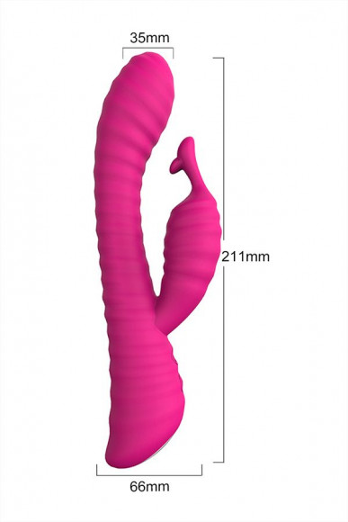 Розовый ребристый вибратор с клиторальным стимулятором S-HANDE Moonlight - 21,1 см. Розовый ребристый вибратор с клиторальным стимулятором S-HANDE Moonlight - 21,1 см.