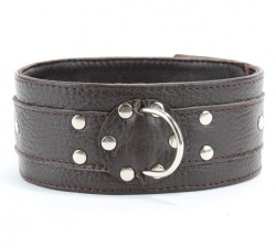 Коричневый широкий ошейник из мягкой кожи Коричневый широкий ошейник из мягкой кожи