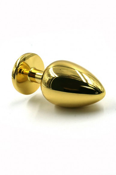 Золотистая алюминиевая анальная пробка с светло-фиолетовым кристаллом - 7 см. Золотистая алюминиевая анальная пробка с светло-фиолетовым кристаллом - 7 см.