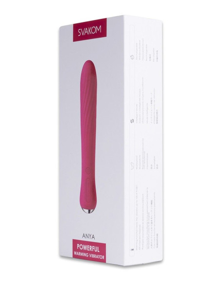 Сливово-розовый вибратор со спиралевидным рельефом и функцией нагрева Anya - 19,6 см.
