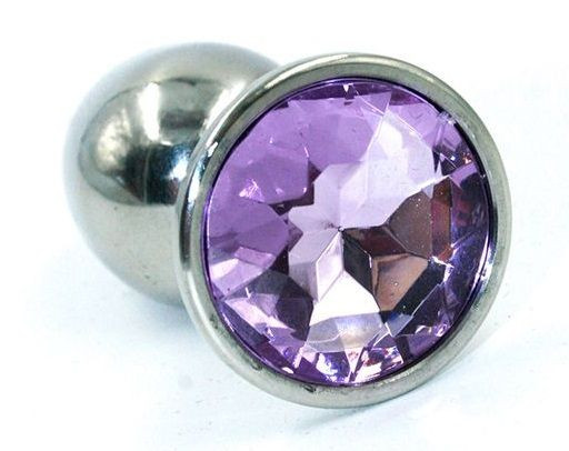 Серебристая малая анальная пробка с сиреневым кристаллом - 7 см. Серебристая малая анальная пробка с сиреневым кристаллом - 7 см.