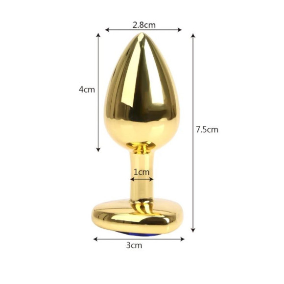 Золотистая анальная пробка с красным кристаллом в форме сердца - 7 см. Золотистая анальная пробка с красным кристаллом в форме сердца - 7 см.