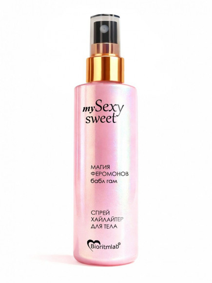 Спрей хайлайтер для тела Sexy Sweet с ароматом бабл-гам, шиммером и феромонами - 200 мл.
