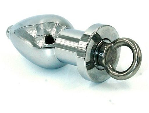 Серебристая полая анальная втулка с вставным поршнем Серебристая полая анальная втулка с вставным поршнем