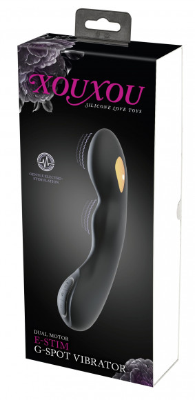 Черный вибратор-электростимулятор для точки G - 20,2 см.