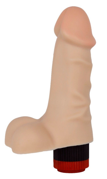 Телесный реалистичный вибратор с мошонкой - 16,5 см. Телесный реалистичный вибратор с мошонкой - 16,5 см.