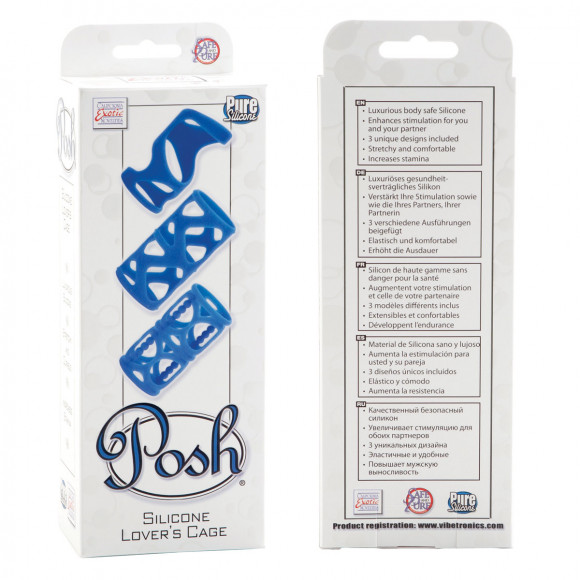 Набор насадок на пенис голубого цвета Posh Silicone Lovers Cages Набор насадок на пенис голубого цвета Posh Silicone Lovers Cages