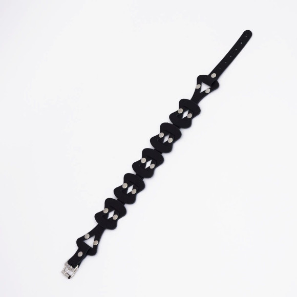 Черный кожаный ошейник из звеньев Черный кожаный ошейник из звеньев