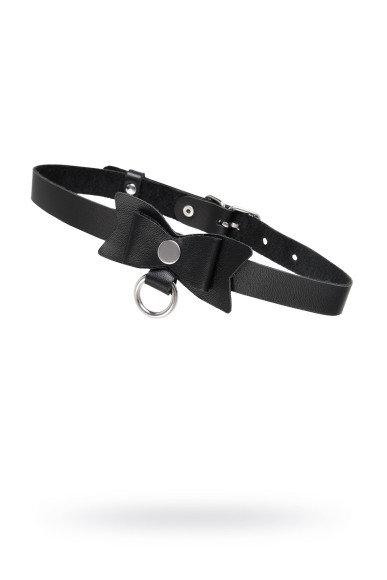 Черный чокер-ошейник с бабочкой и колечком Черный чокер-ошейник с бабочкой и колечком