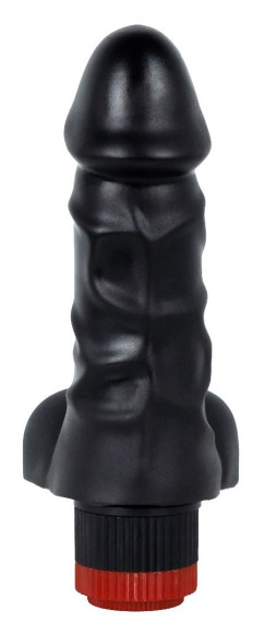 Черный реалистичный вибратор с мошонкой - 16,5 см. Черный реалистичный вибратор с мошонкой - 16,5 см.