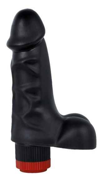 Черный реалистичный вибратор с мошонкой - 16,5 см. Черный реалистичный вибратор с мошонкой - 16,5 см.