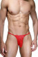 Красные мужские трусы-стринги с кружевом Красные мужские трусы-стринги с кружевом