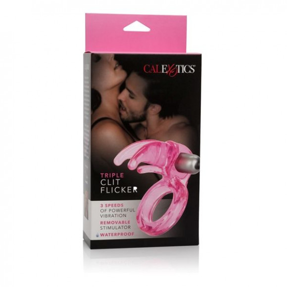 Розовое виброкольцо Triple Clit Flicker Розовое виброкольцо Triple Clit Flicker