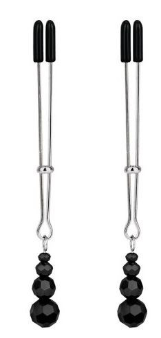 Регулируемые зажимы-пинцеты для сосков с черными бусинками Регулируемые зажимы-пинцеты для сосков с черными бусинками