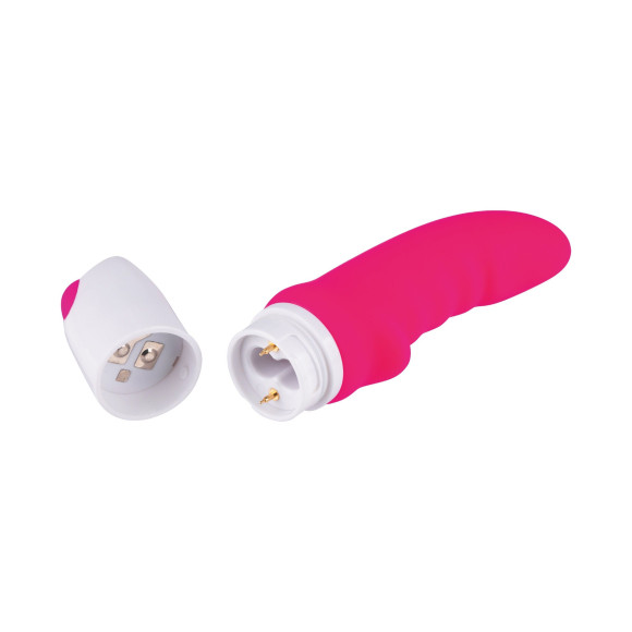 Розовый вибратор с рёбрышками - 18 см. Розовый вибратор с рёбрышками - 18 см.