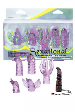 Мини-вибратор с 5 фиолетовыми насадками - 5,5 см. Мини-вибратор с 5 фиолетовыми насадками - 5,5 см.