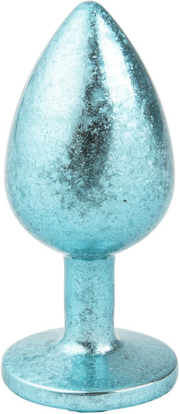 Голубая алюминиевая анальная пробка с кристаллом - 10 см. Голубая алюминиевая анальная пробка с кристаллом - 10 см.