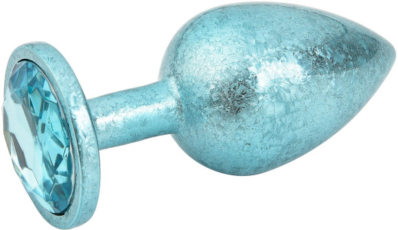 Голубая алюминиевая анальная пробка с кристаллом - 10 см. Голубая алюминиевая анальная пробка с кристаллом - 10 см.