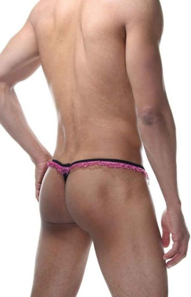 Пикантные мужские трусы-тонги с рюшами Пикантные мужские трусы-тонги с рюшами