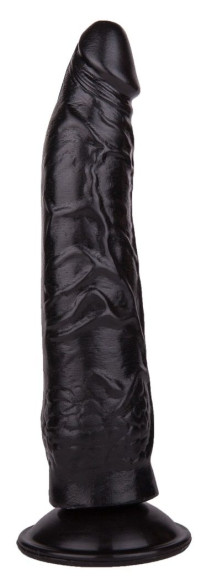 Фаллоимитатор на присоске из чёрного геля - 17 см. Фаллоимитатор на присоске из чёрного геля - 17 см.
