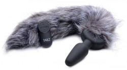 Черная анальная вибропробка с серым лисьим хвостом Grey Fox Tail Vibrating Anal Plug Черная анальная вибропробка с серым лисьим хвостом Grey Fox Tail Vibrating Anal Plug