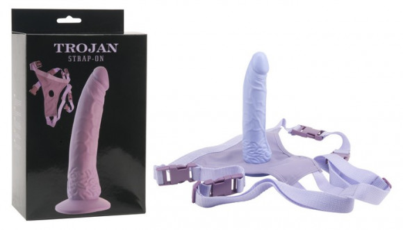 Фиолетовый поясной фаллоимитатор - 17,5 см. Фиолетовый поясной фаллоимитатор - 17,5 см.