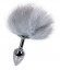 Серебристая анальная втулка с серым заячьим хвостом Серебристая анальная втулка с серым заячьим хвостом
