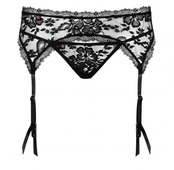 Кружевной пояс для чулок Catia в комплекте с трусиками-стрингами Кружевной пояс для чулок Catia в комплекте с трусиками-стрингами