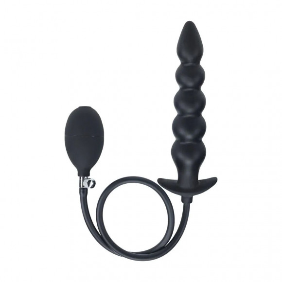 Черная анальная елочка с функцие расширения Beaded Inflatable Silicone Anal Plug Черная анальная елочка с функцие расширения Beaded Inflatable Silicone Anal Plug