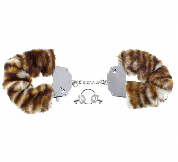 Металлические наручники Original Furry Cuffs с мехом под тигра