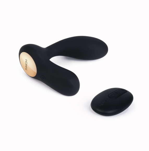 Чёрный стимулятор простаты Vick с вибрацией и пультом ДУ Чёрный стимулятор простаты Vick с вибрацией и пультом ДУ