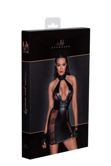 Короткое платье из кружева со вставками из wet-look материала Short tulle dress Powerwetlook inserts and corset binding Короткое платье из кружева со вставками из wet-look материала Short tulle dress Powerwetlook inserts and corset binding