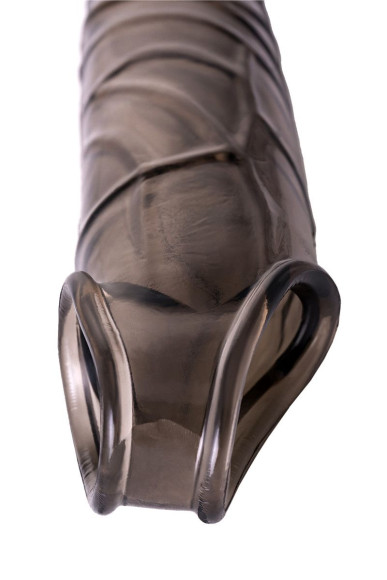 Дымчатая фаллическая насадка с подхватом и закрытой головкой - 16,2 см. Дымчатая фаллическая насадка с подхватом и закрытой головкой - 16,2 см.