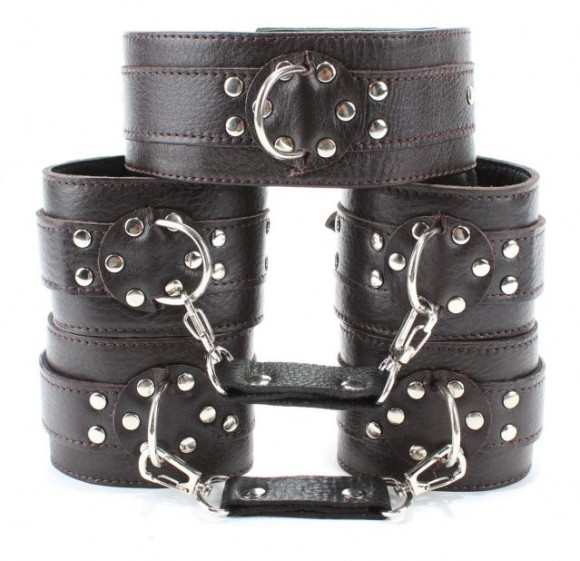 Набор фиксаторов из коричневой кожи Набор фиксаторов из коричневой кожи