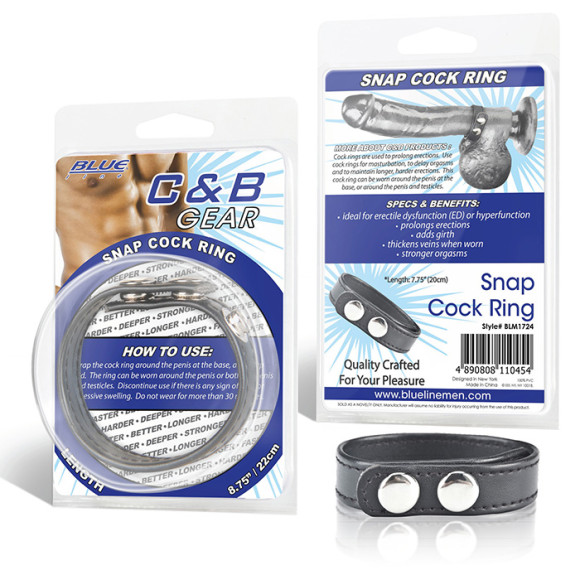 Кольцо на пенис SNAP COCK RING из искусственной кожи на клепках Кольцо на пенис SNAP COCK RING из искусственной кожи на клепках