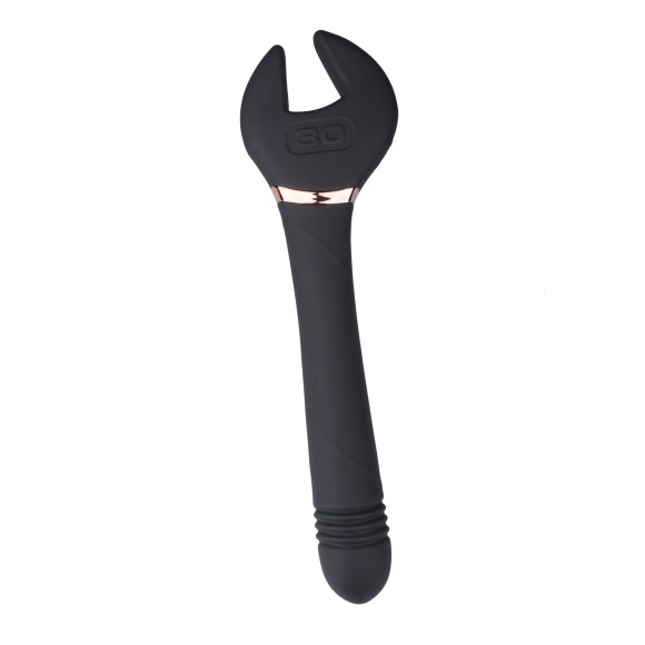 Черный двусторонний вибратор Key Control Massager Wand в форме гаечного ключа Черный двусторонний вибратор Key Control Massager Wand в форме гаечного ключа